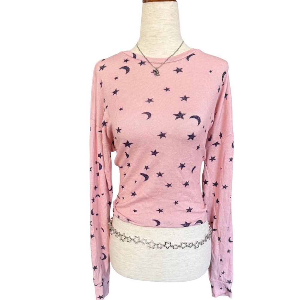 Y2K Inspired Celestial Long Sleeve Top Pink‎ Soft Grunge Witchy Aesthetic - Picture 3 of 7